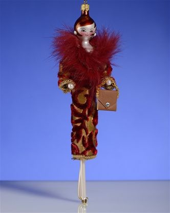 Picture of De Carlini Lady in Red and Gold Fur Coat Ornament