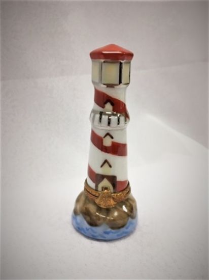 Picture of Limoges Red and White Lighthouse on Rock Box