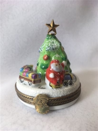 Picture of Limoges Santa and Train by Tree Box