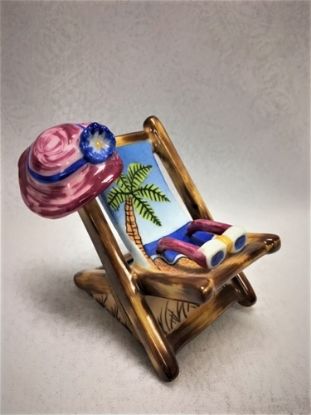 Picture of Limoges Beach Chair with Palm tree and Pink Hat Box 