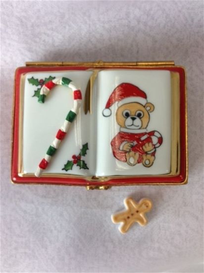 Picture of Limoges First Christmas Book with Teddy and Candy cane Box with Gibgerbread