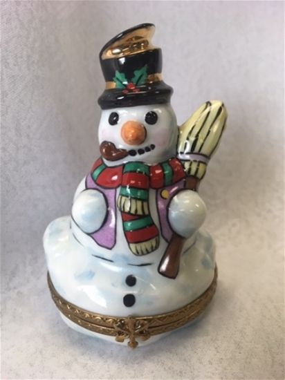 Picture of Limoges Snowman with Black Hat and Scarf Box