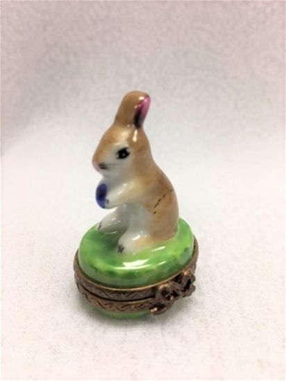 Picture of Limoges Little Brown Standing Rabbit on Grass Box