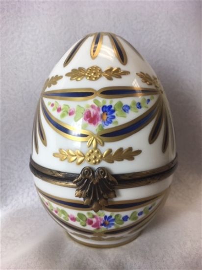Picture of Limoges Faberge Style Egg with Gold Leaf Decor and Perfume Bottle Box