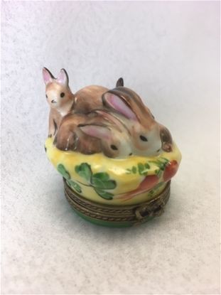 Picture of Limoges Baby Rabbits with Shamrocks and Carrots Box