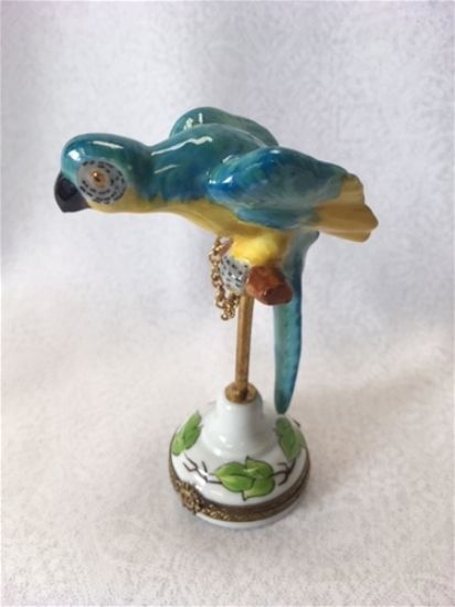 Picture of Limoges Blue and Yellow Parrot on Branch Box