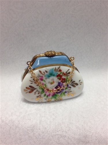The Cottage Shop - Limoges Turquoise Purse with Flowers Box