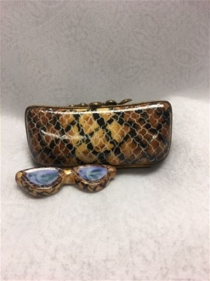 Picture of Limoges Snakeskin Clutch Purse Box with Sunglasses