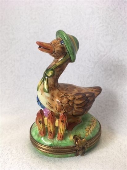 Picture of Limoges Mother Goose by Fence with Green Bonnet Box