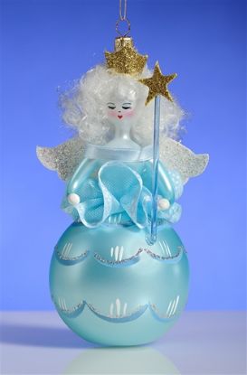 Picture of De Carlini Blue Fairy with Gold Star Wand Christmas OrnamenFairy