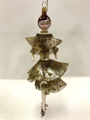Picture of De Carlini Lady in Gold Peacock Dress Christmas Ornament