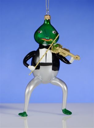 Picture of De Carlini Frog Playing Violin Christmas Ornament