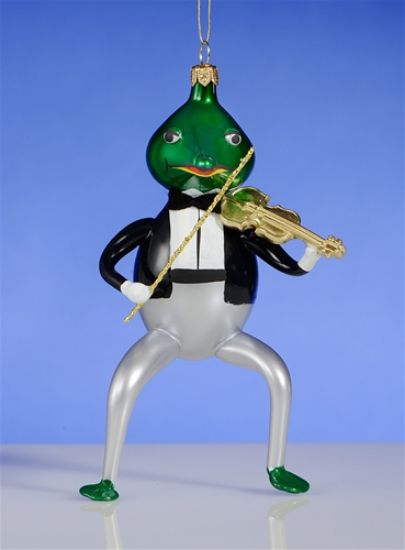 Picture of De Carlini Frog Playing Violin Christmas Ornament