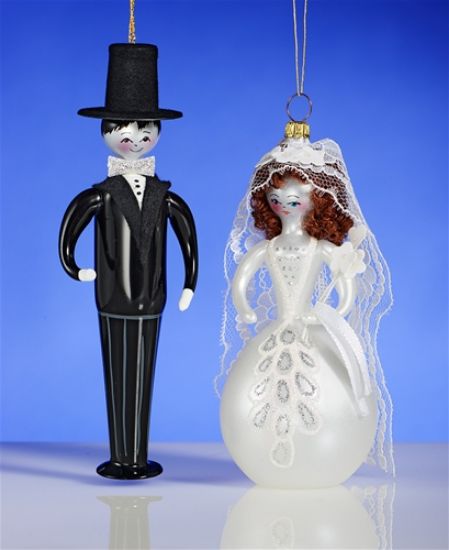 Picture of De Carlini Red Hair Bride and Groom Christmas Ornaments Set/2