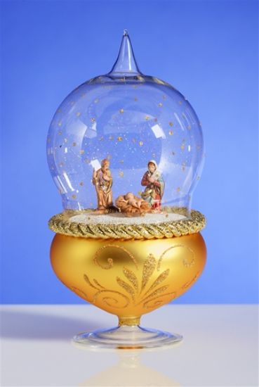 Picture of De Carlini Gold Nativity Globe on Stand Christmas Ornament Decoration