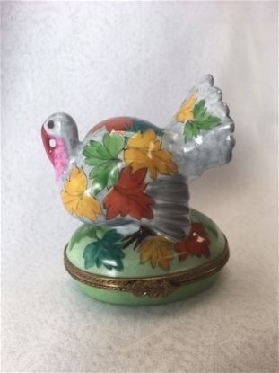 Picture of Limoges Turkey with Fall Leaves and Gray Feathers Box