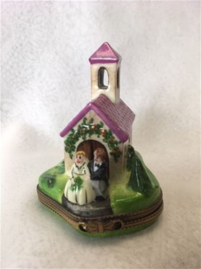 Picture of Limoges Wedding Chapel with Purple Roof abd Couple Box  