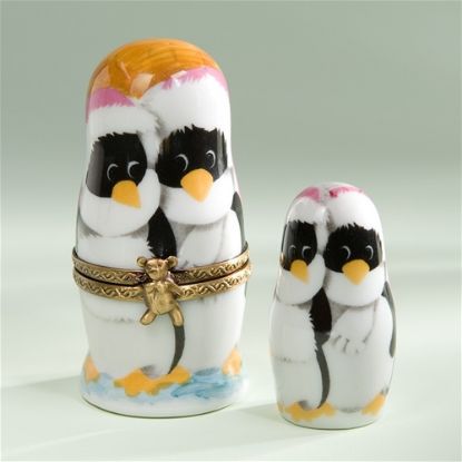 Picture of Limoges Nesting Penguin with  Baby Inside Box
