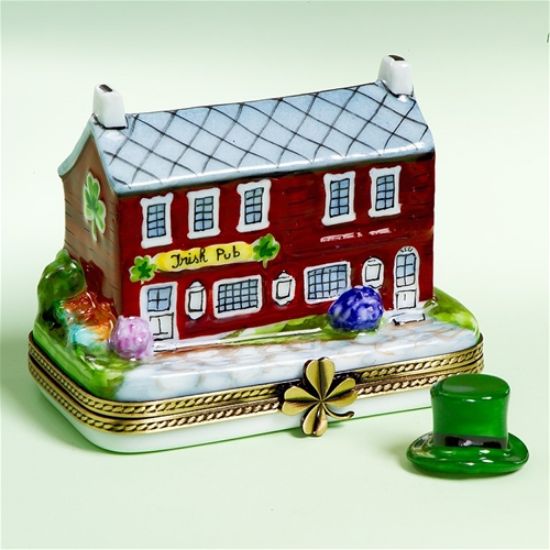 Picture of Limoges Irish Pub Red Building box with Hat