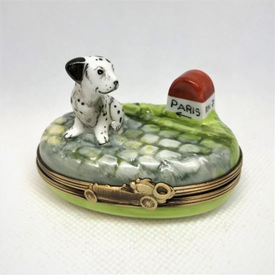 Picture of Limoges Dog with Paris Milestone Box