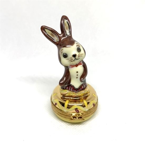 Picture of Limoges Baby Easter Chocolate Bunny on Gold Base 