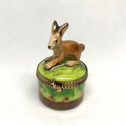Picture of Limoges Mini Brown Rabbit on Grass with  Carrots Box