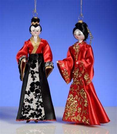 Picture for category De Carlini Japanese Man and Lady Christmas Ornaments