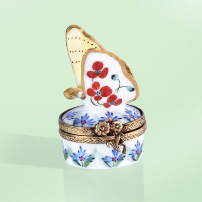 Picture of Limoges Butterfly with Poppies Box