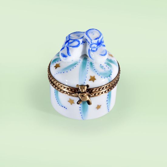 Picture of Limoges Baby Boy Shoes on Round Box