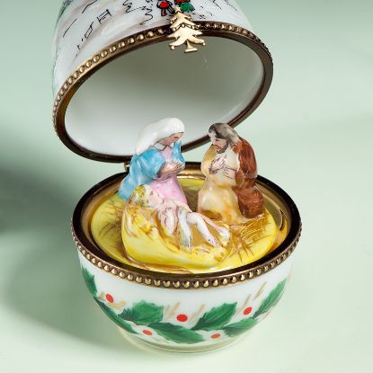 Picture of Limoges Nativity Manger  Egg Box with Holy.