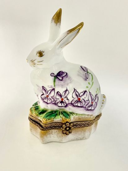 Picture of Limoges Rabbit with Purple Flowers Box