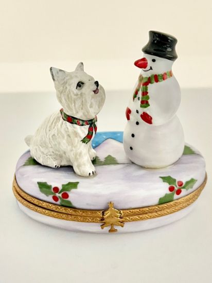 Picture of Limoges Snowman with Westie Box