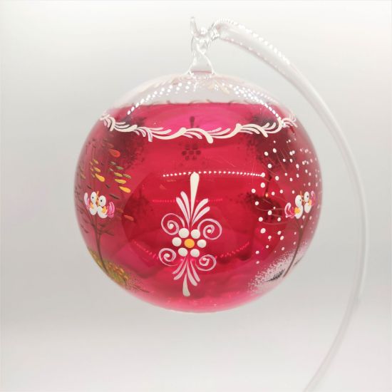 Picture of 4 Seasons Bird Austrian Pink Round Glass Ornament