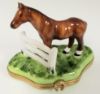 Picture of Limoges Brown Horse by Fence Box