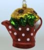Picture of Sunflowers in Red Watering Can with White Polka Dots Glass Polish Ornament