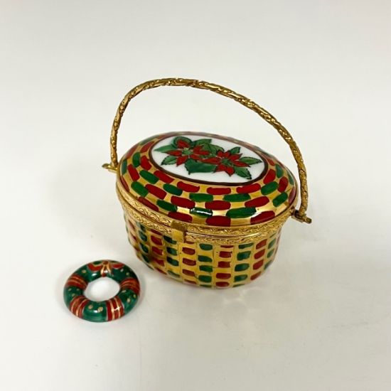 Picture of Limoges Poinsettia Basket Box with Holly