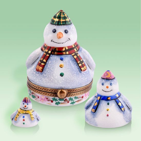 Picture of Limoges Set of 3 Snowmen Boxes