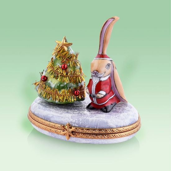 Picture of Limoges Santa Rabbit with Christmas Tree Box