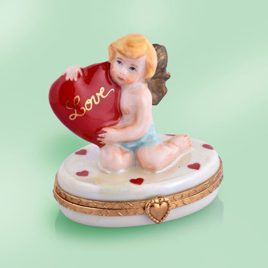 Picture of Limoges Valentine Cherub with Heart Box
