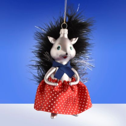 Picture of De Carlini Mrs Skunk in Polka Dots Red Skirt  Ornament