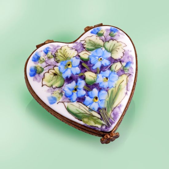 Picture of Limoges Heart with Blue and Purple Flowers 