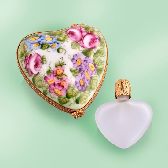 Picture of Limoges  Symphony of Spring Flowers  Heart Box with Perfume Bottle