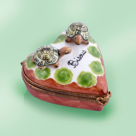 Picture of Limoges Two Turtles with "Bisous" -Kisses- in French Box