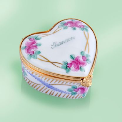 Picture of Limoges "Shannon"Heart with Roses Box