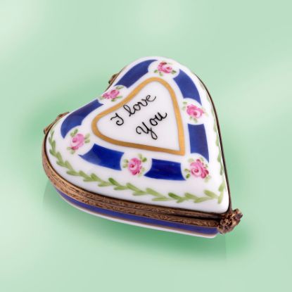 Picture of Limoges I Love You Heart with Roses and Blue Decor Box 