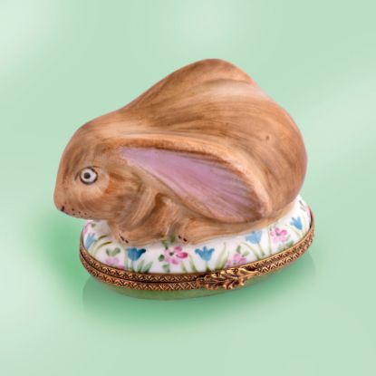 Picture of Limoges Brown Rabbit Big Ears  on Floral Base 