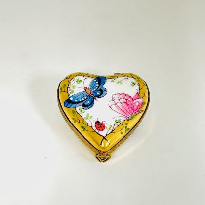 Picture of Limoges Butterfly, Dragonfly and Ladybug Gold Heart Box