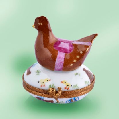 Picture of Limoges Chocolate Hen on Egg Box