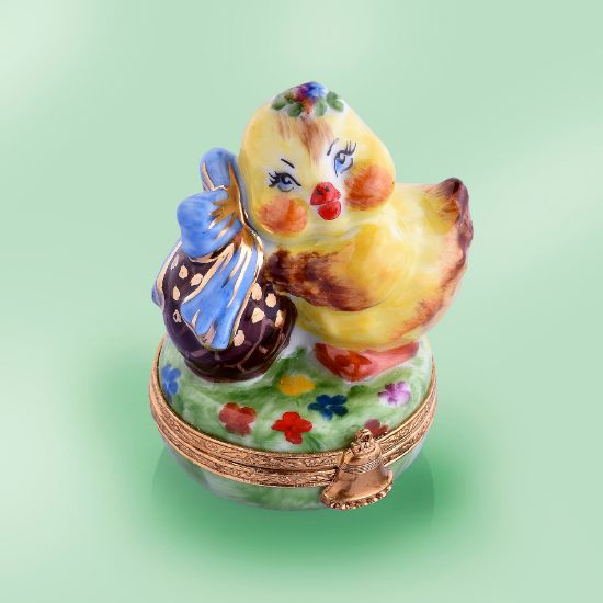 Picture of Limoges Easter Chicken with Chocolate Egg Box