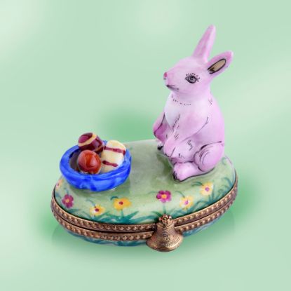 Picture of Limoges Pink Rabbit with Easter Eggs Box